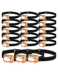 Pack 18 Linternas Frontales LED Macarrie IPX4 Impermeables