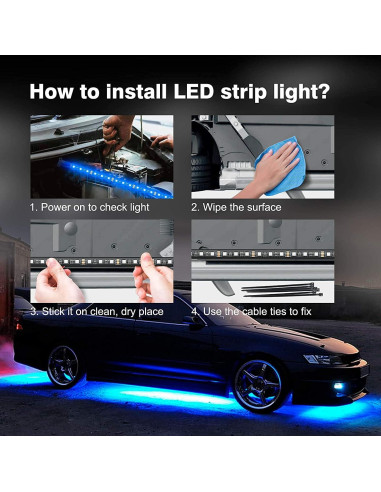 Luces LED Underglow Glowlendra YLCUL001 RGBIC 4 Pcs para Auto