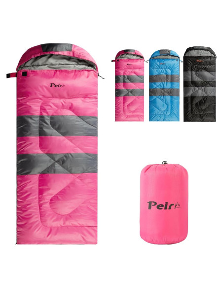 Saco de Dormir Peirhw 3 Temporadas Impermeable 1.3 kg Rosa