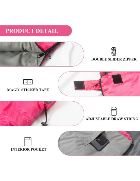Saco de Dormir Peirhw 3 Temporadas Impermeable 1.3 kg Rosa