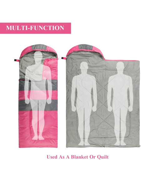 Saco de Dormir Peirhw 3 Temporadas Impermeable 1.3 kg Rosa