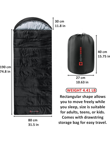 Saco de Dormir Alpine Swiss 0C Ligero Impermeable Adulto