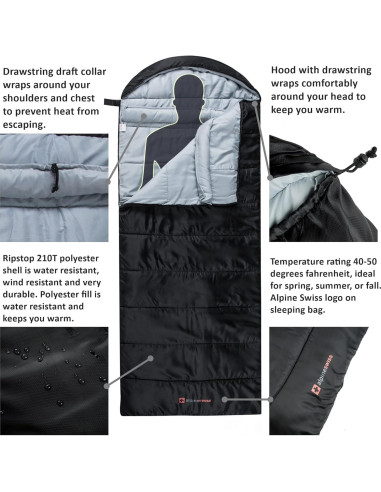 Saco de Dormir Alpine Swiss 0C Ligero Impermeable Adulto