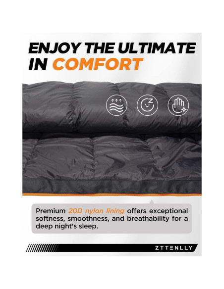 Saco de dormir ZTTENLLY de plumas 0-20C para 4 estaciones