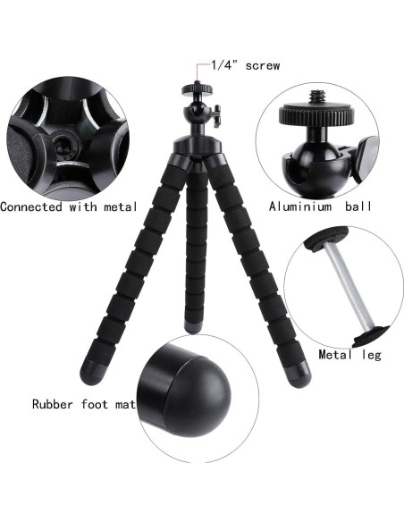 Trípode Flexible Acuvar 6.5" para Cámaras GoPro - Soporte Estable