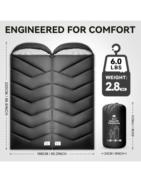 Saco de Dormir TANSTRIDER 2 Personas Impermeable 220x160cm