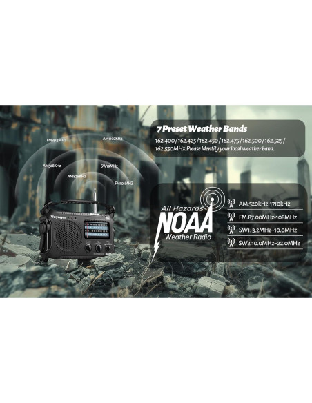 Radio de Emergencia Kaito KA500 AM/FM NOAA Solar Manivela