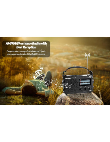 Radio de Emergencia Kaito KA500 AM/FM NOAA Solar Manivela