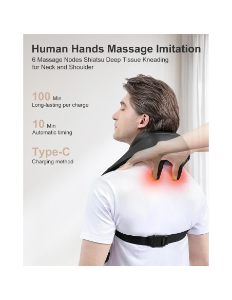 Masajeador de Cuello Medcursor NK-NM10 Inalámbrico 4D 6 Nodos