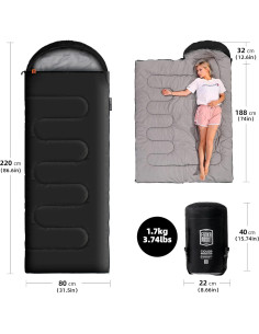 Saco de Dormir Rectangular ESOKA PRON 3 Estaciones 220x80cm 2