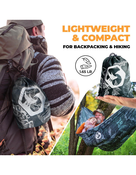 Hamaca de Camping Foxelli Doble 400 lb Nylon 210T Verde