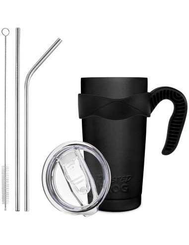 Taza Aislada de Acero Inoxidable Frosted Frog 600ml Negra