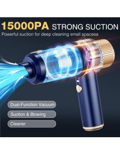 Aspiradora de Mano Dealswin Inalámbrica 4 en 1 15000Pa Azul 2
