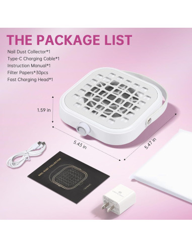 Extractor de Polvo de Uñas CHRISTINE SHELLY 6000RPM Blanco