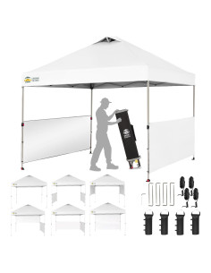 Carpa Plegable Instantánea CROWN SHADES 3x3m Blanca con Paredes