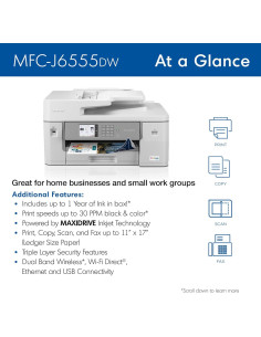 Impresora Multifuncional Brother MFC-J6555DW a Color 11x17 2