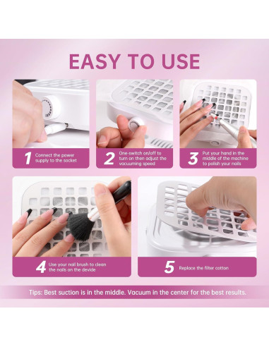 Extractor de Polvo de Uñas CHRISTINE SHELLY 6000RPM Blanco