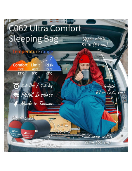 Saco de dormir compacto Litume C062 forrado terciopelo 226x66cm