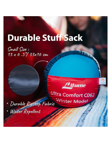 Saco de dormir compacto Litume C062 forrado terciopelo 226x66cm