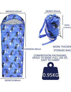 Saco de Dormir para Niños Tuphen 3 Temporadas Azul Impermeable 2