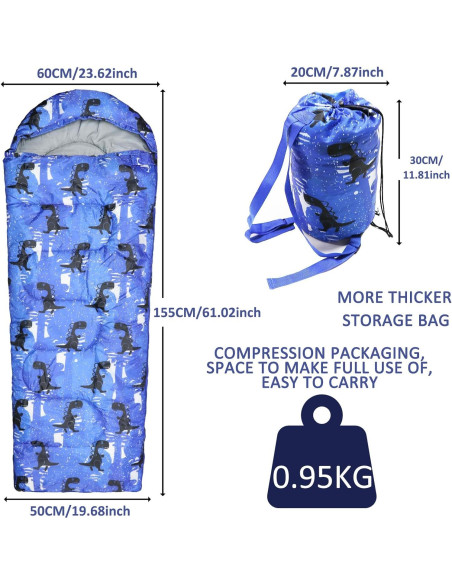 Saco de Dormir para Niños Tuphen 3 Temporadas Azul Impermeable