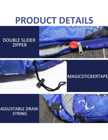 Saco de Dormir para Niños Tuphen 3 Temporadas Azul Impermeable