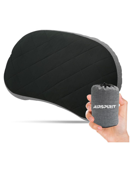 Almohada Inflable de Camping AIRSPIRIT 02 BK - Compacta y Lavable