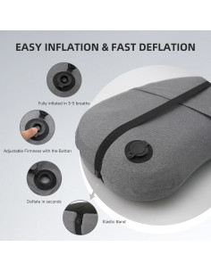 Almohada Inflable de Camping AIRSPIRIT 02 BK - Compacta y Lavable 2