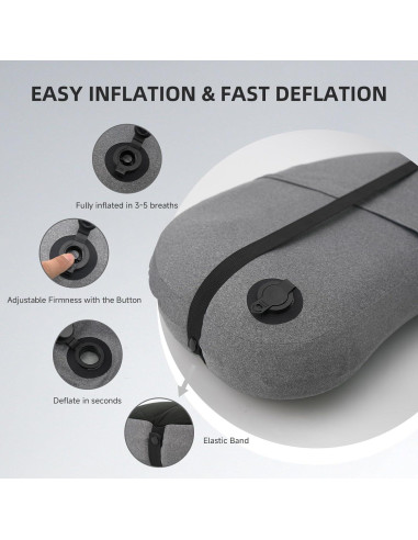 Almohada Inflable de Camping AIRSPIRIT 02 BK - Compacta y Lavable