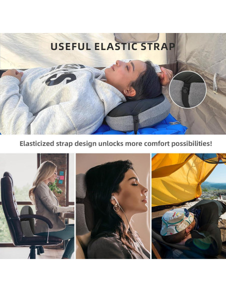 Almohada Inflable de Camping AIRSPIRIT 02 BK - Compacta y Lavable