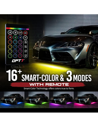 Kit de Iluminación LED Underglow OPT7 Aura para Automóvil RGB