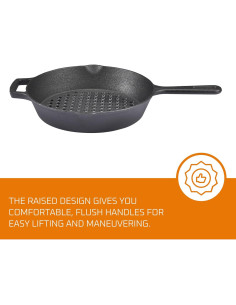 Sartén de Hierro Fundido Bruntmor 30.48 cm Doble Mango Antiadherente 2