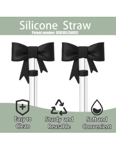 Cubiertas de Pajita DJAIOD 4 Pcs Silicona 10mm Negra 2