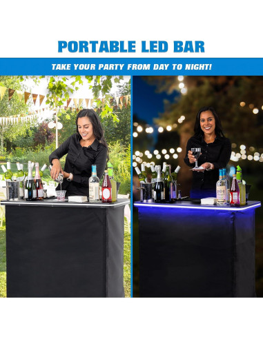 Mesa de Bar Portátil GoPong LED con Funda - 99x91 cm