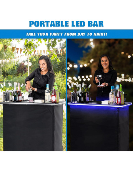 Mesa de Bar Portátil GoPong LED con Funda - 99x91 cm