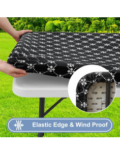 Mantel Cuadrado de Vinilo Misaya 86.36 cm Negro Impermeable 2