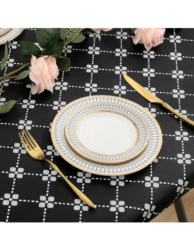 Mantel Cuadrado de Vinilo Misaya 86.36 cm Negro Impermeable