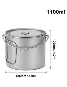 Olla de Titanio Lixada 1100ml Ultraligera Plegable para Camping 2