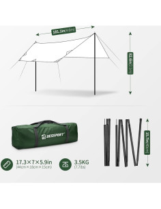 Toldo Camping Bessport 300x460cm Impermeable Verde 2