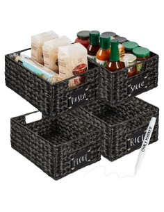 Conjunto de 4 Cestas de Jacinto de Agua 22.86x30.48cm - Negro