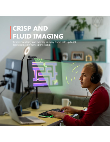 Webcam COOLPO Escritorio Compañero 1080p HD con IA y Micrófono