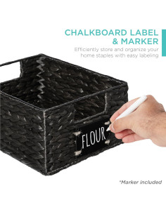 Conjunto de 4 Cestas de Jacinto de Agua 22.86x30.48cm - Negro 2