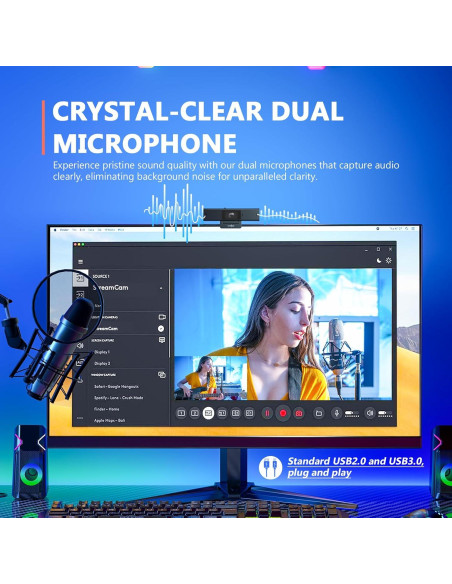 Webcam COOLPO Escritorio Compañero 1080p HD con IA y Micrófono
