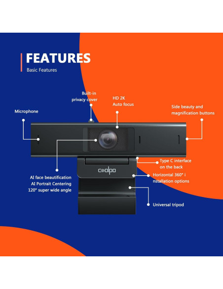 Webcam COOLPO Escritorio Compañero 1080p HD con IA y Micrófono