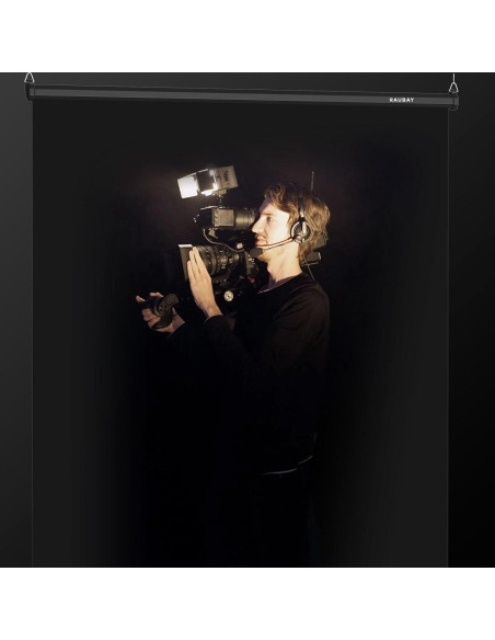 Fondo Retráctil Negro RAUBAY 151.6 x 219.4 cm para Video