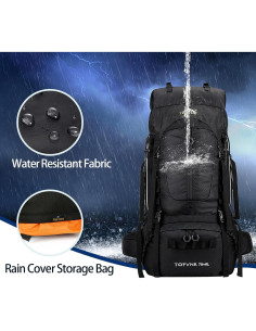 Mochila de Senderismo Blackpongo 75L Resistente al Agua 2