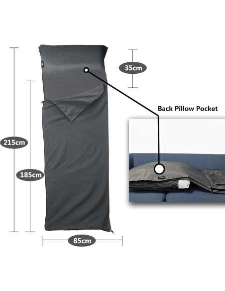 Saco de Dormir Frelaxy XL 215.8x84.8cm Gris Oscuro