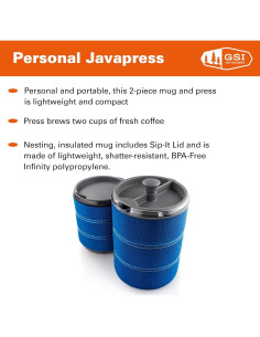 Taza de Café Prensa Francesa Aislada GSI Outdoors 591 ml Azul 2