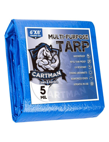 Lona Cartman Azul 6x8 Pies (1.83x2.44m) Polietileno 5mil
