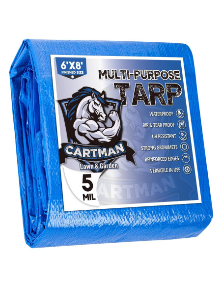 Lona Cartman Azul 6x8 Pies (1.83x2.44m) Polietileno 5mil